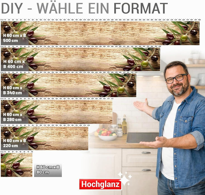StickerProfis Küchenrückwand selbstklebend Glasoptik - OLIVEN - 1.8mm, Versteift, alle Untergründe,