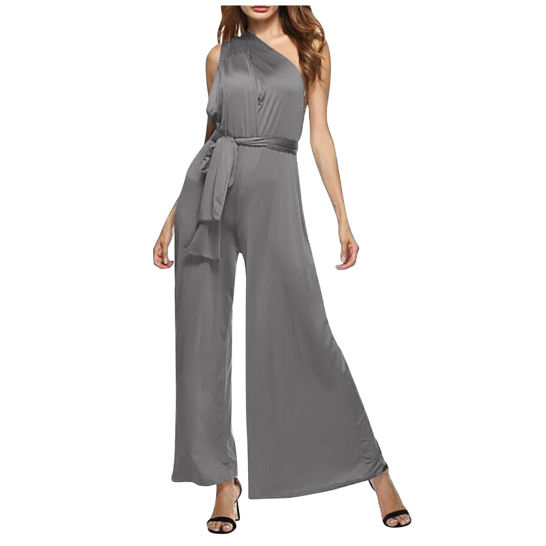 Ansenesna Jumpsuit Damen Sommer Lang Elegant Weites Bein Overall Frauen Rückenfrei V Ausschnitt Einf