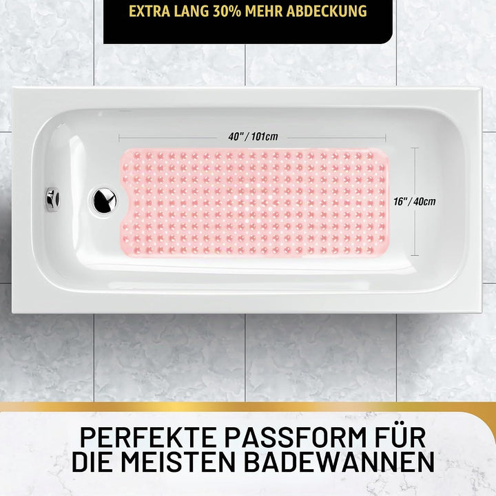 HITSLAM Badewannenmatte rutschfest, 101 x 40cm Extra Lange Antirutschmatte Badewanne, Duschmatte rut