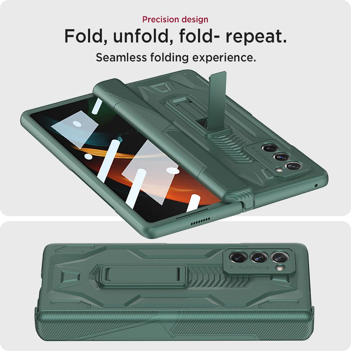 Miimall Schutzhülle Kompatibel mit Samsung Galaxy Z Fold 2 Hülle mit Ständer, Robust PC Handyhülle m
