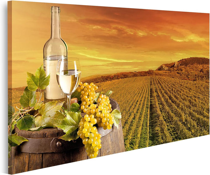 islandburner Bild auf Leinwand Toskana Wein Mit Fass Auf Weinberg Bilder Wandbilder Poster Leinwand