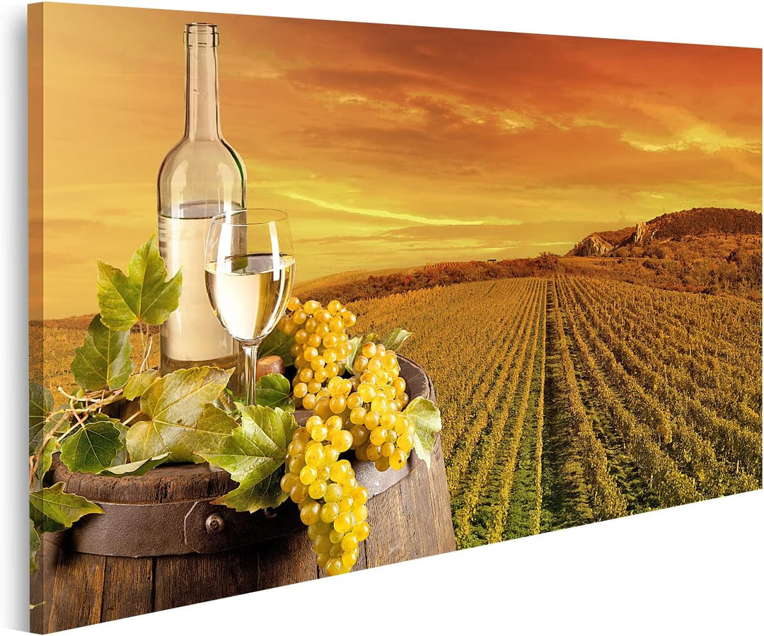 islandburner Bild auf Leinwand Toskana Wein Mit Fass Auf Weinberg Bilder Wandbilder Poster Leinwand