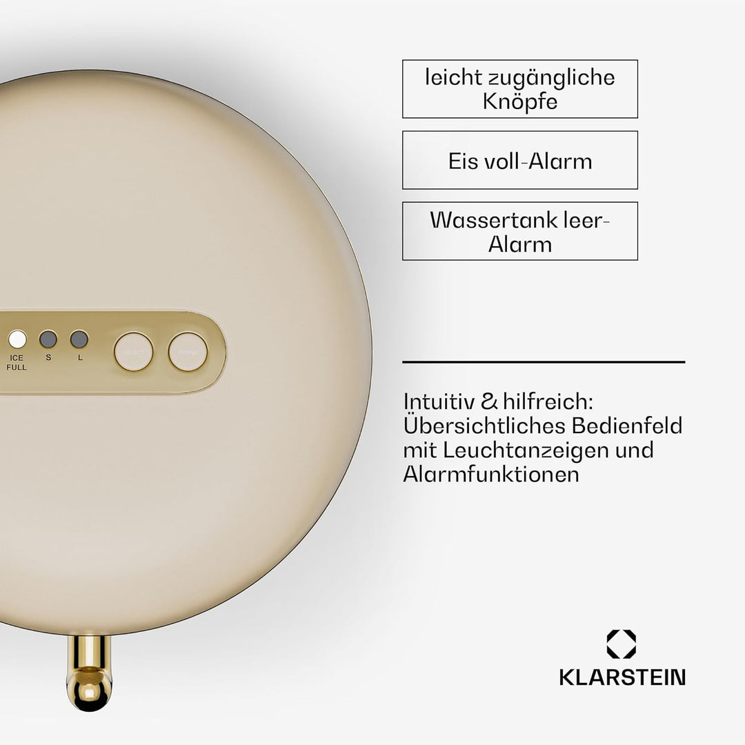 Klarstein Eiswürfelmaschine für Zuhause Camping Gastro, Schnelle Mini-Eiswürfelmaschine Klein, Profi