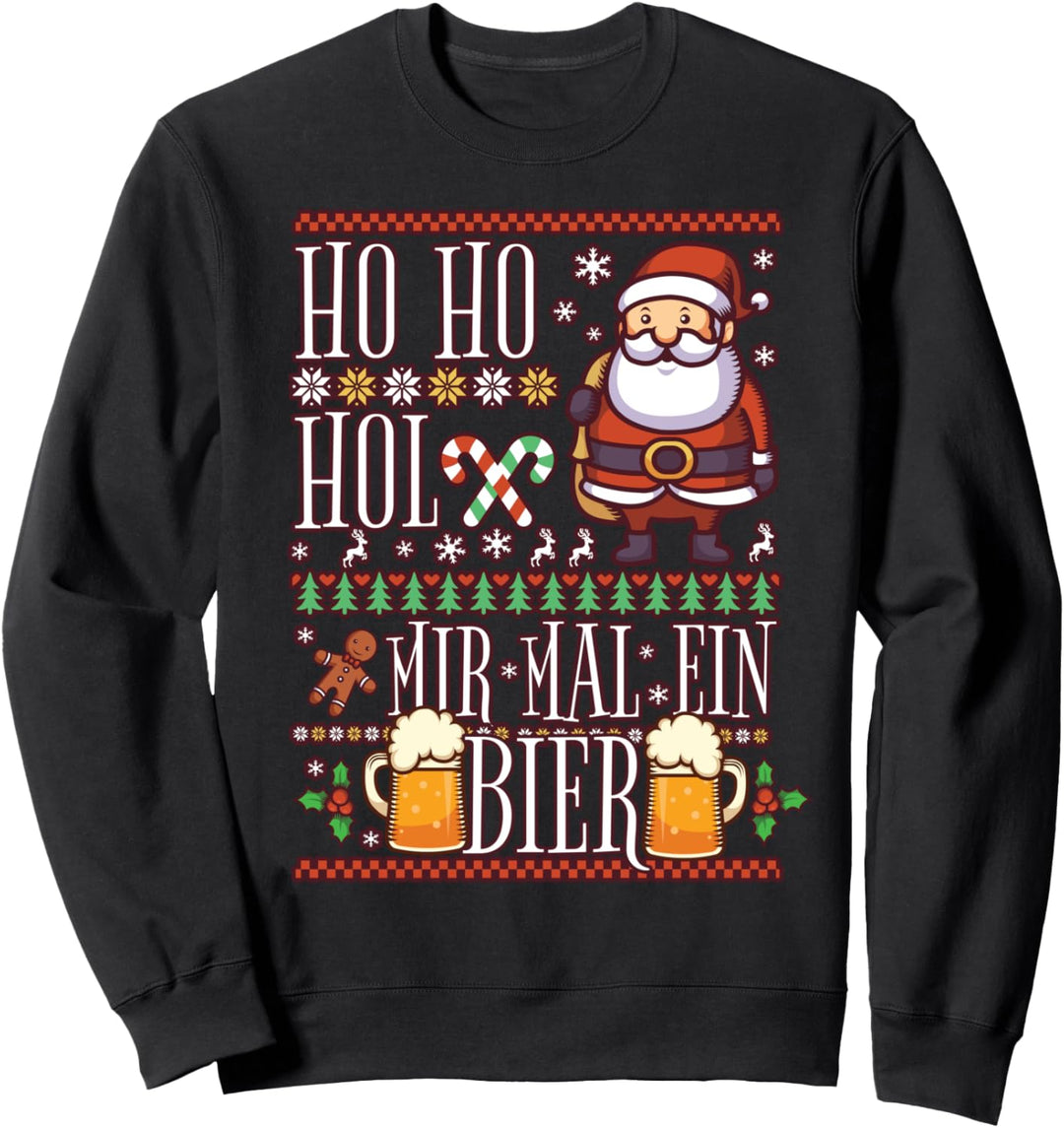 Ho Ho Hol Mir Ein Bier Geschenk Lustiger Ugly Christmas Sweatshirt