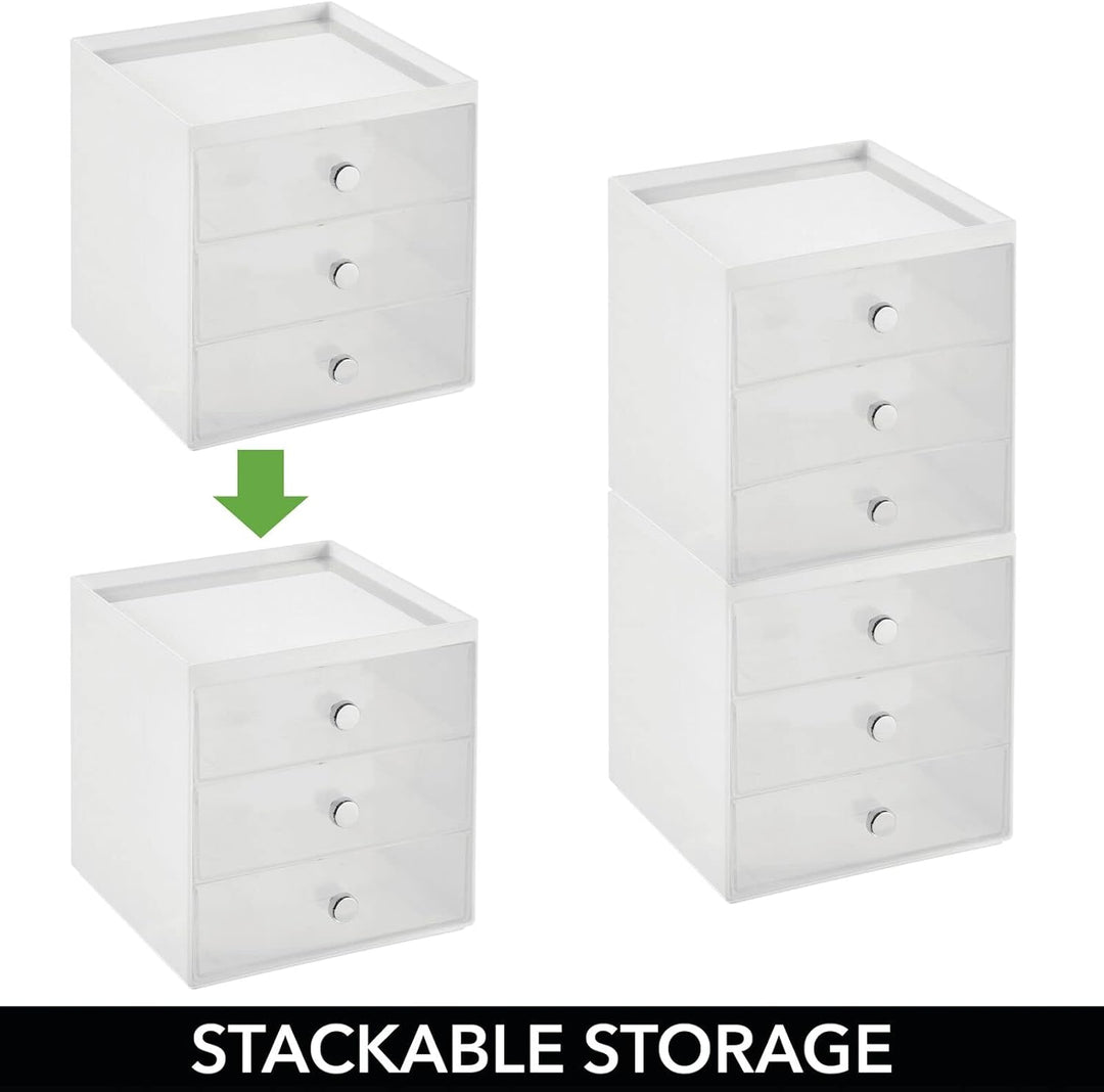 mDesign Make-up Organizer – Schminkaufbewahrung mit 3 Schubladen für Lidschatten, Lippenstift & Co.