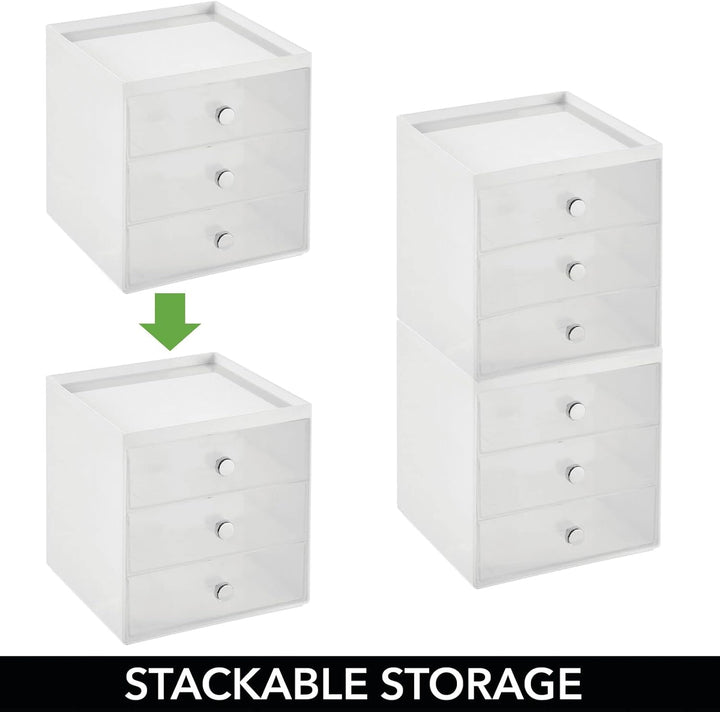 mDesign Make-up Organizer – Schminkaufbewahrung mit 3 Schubladen für Lidschatten, Lippenstift & Co.