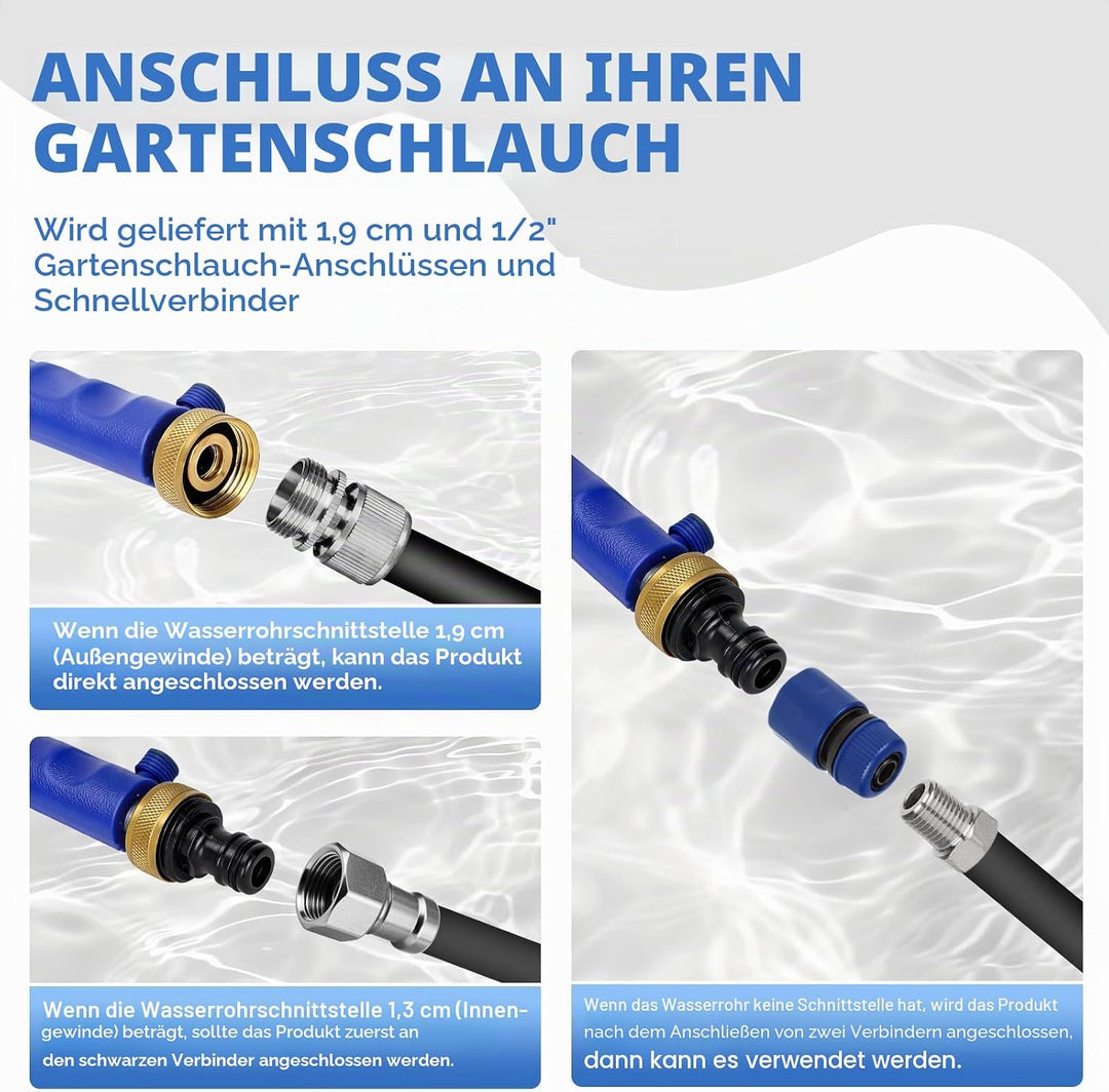 Hydro Jet Deep Hochdruck-Hochdruckreiniger mit Messing-Gartenschlauchende, 2 Düsen für die Fensterre