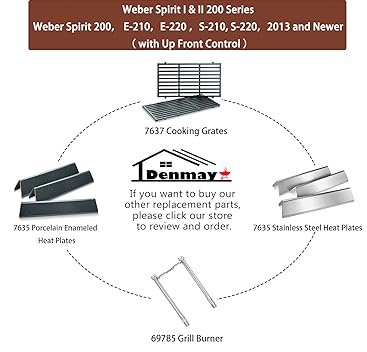 Denmay 7635 38.8cm Porzellan-emailliert Flavorizer Bars für Weber Spirit E/S 210 220 (mit vorderen B