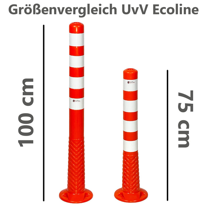 UvV-Flex 5 Stück Sparset Absperrpfosten Ecoline 75cm orange mit vier Reflexstreifen (RA1) inkl. Befe