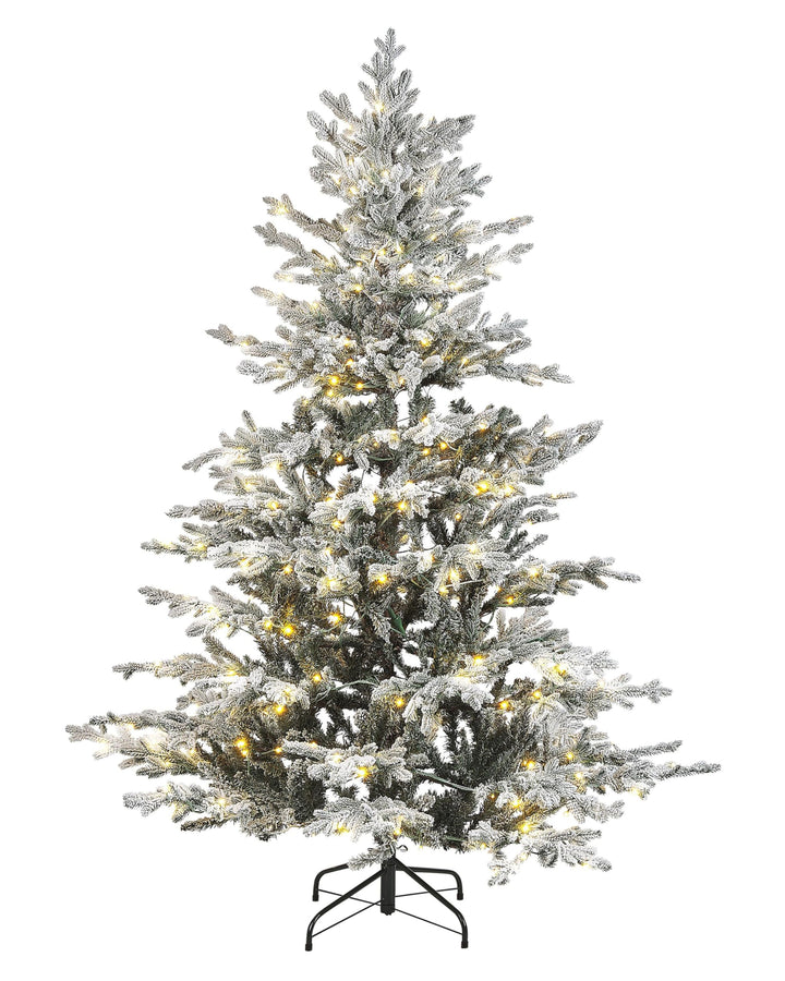 Künstlicher Weihnachtsbaum grün/weiss 180 cm mit LED Lichtern Kunstschnee Brisco