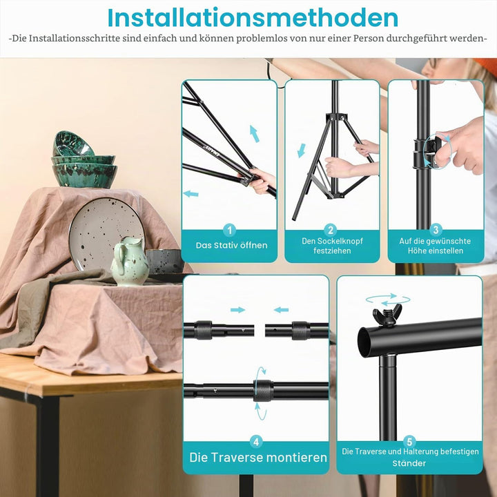 EMART Foto Hintergrund Ständer 2,6 x 3 m, Verstellbarer Hintergrundständer, Studio Hintergrundsystem