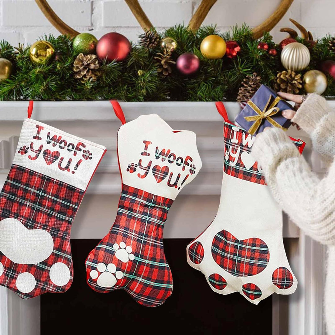 HOOPOE Nikolausstrumpf Personalisiert,Weihnachtsstrumpf Gross,3 Stück Nikolausstiefel zum Befüllen,K