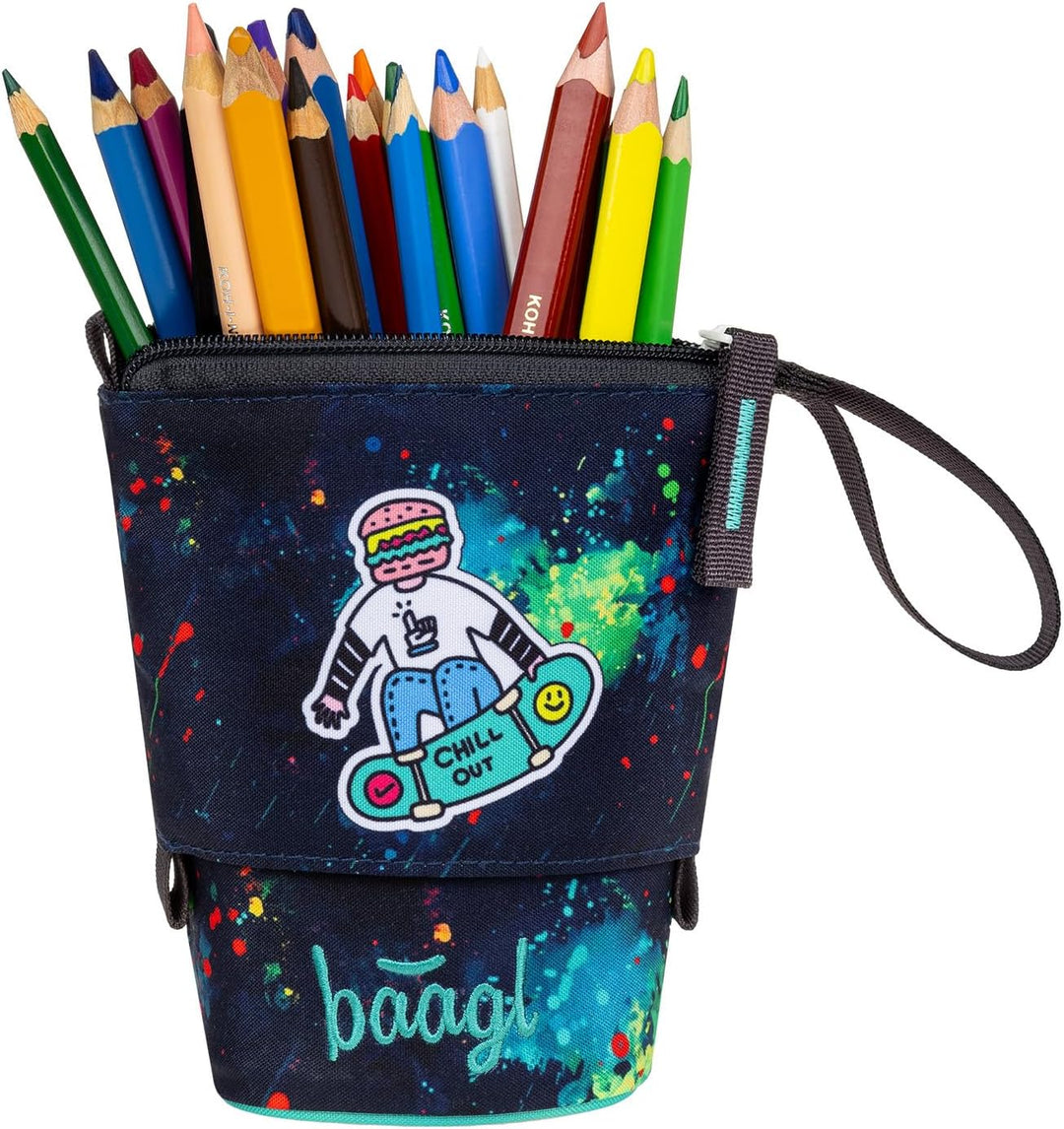 Baagl Federmäppchen Jungen - Stifteetui Kinder - Mäppchen Etui für Schule - Robuste Federtasche & Fe