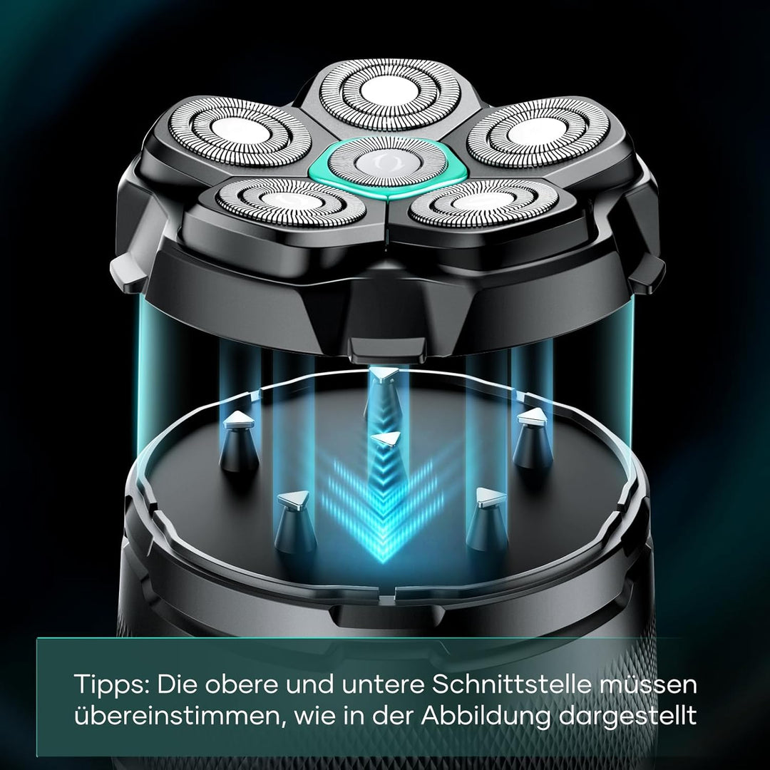 Ersatzrasierkopf für Glatzen Rasierer Herren, kensen 6D Kopfrasierer Schwimmender Rasierkopf Magneti
