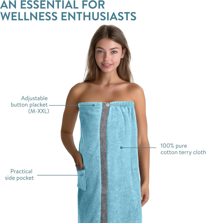 Sauna Frottee Kilt Sarong M-XXL Damen von JEMIDI 100% Baumwolle Saunakilt Saunasarong Saunatuch (Dam