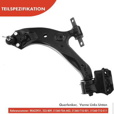 Frankberg Querlenker Vorne Rechts Unten Kompatibel mit CR-V IV RM 1.6L 2.0L 2.2L 2012-2022 Replace#