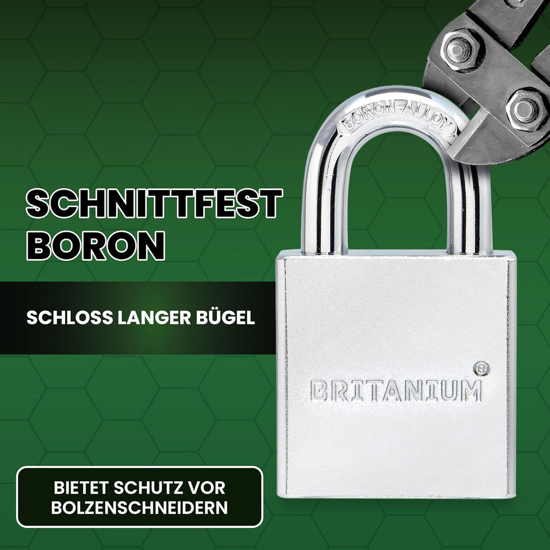 SFL60 Wetterfestes Vorhängeschloss mit 5 Schlüssel - 12 mm Borlegierter Bügel, Wasserdichtes Schlüss