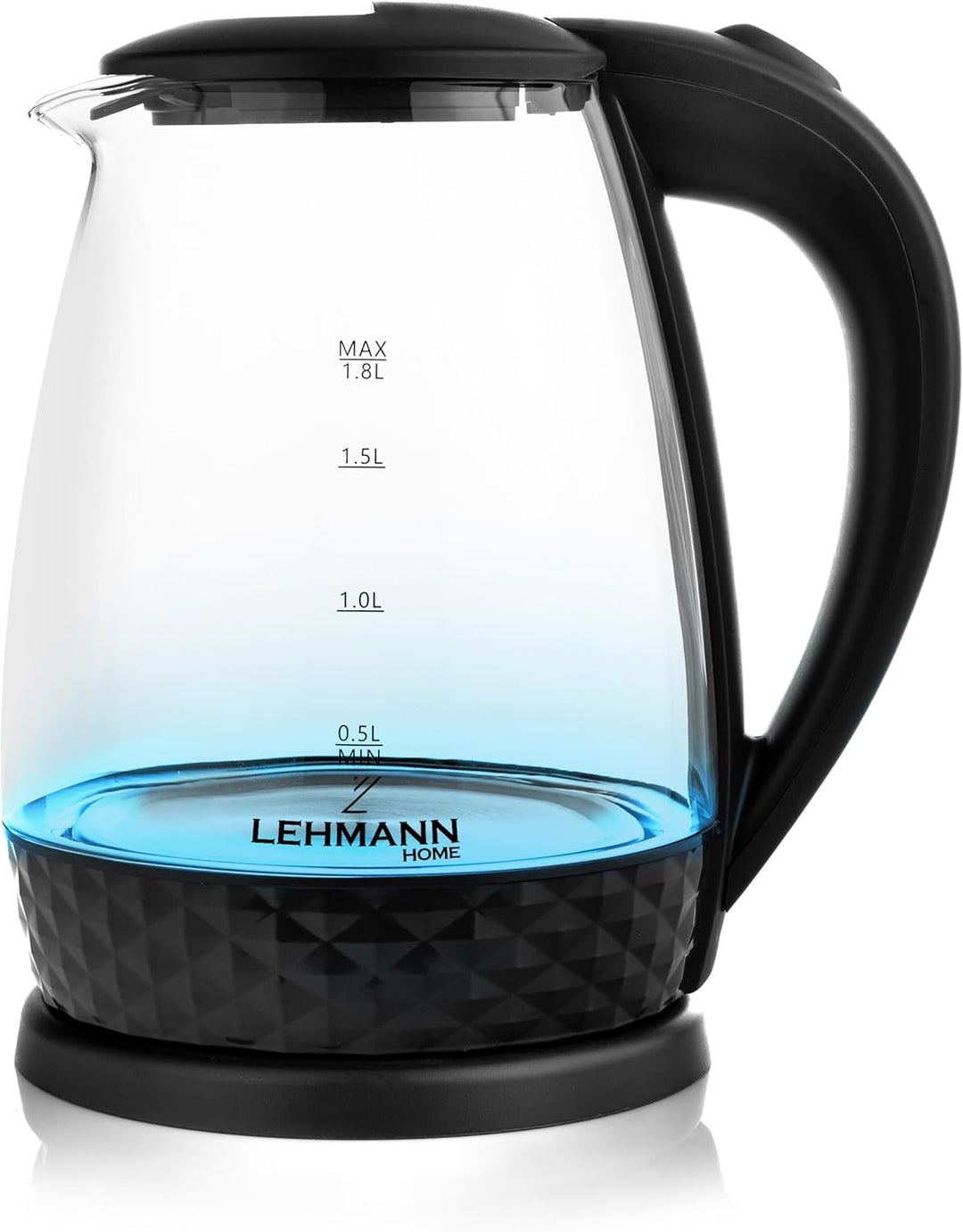 Lehmann LHOEK-2220C Glas-Wasserkocher für die Küche 2L, 2200W elektrischer Wasserkocher aus Glas, Wa