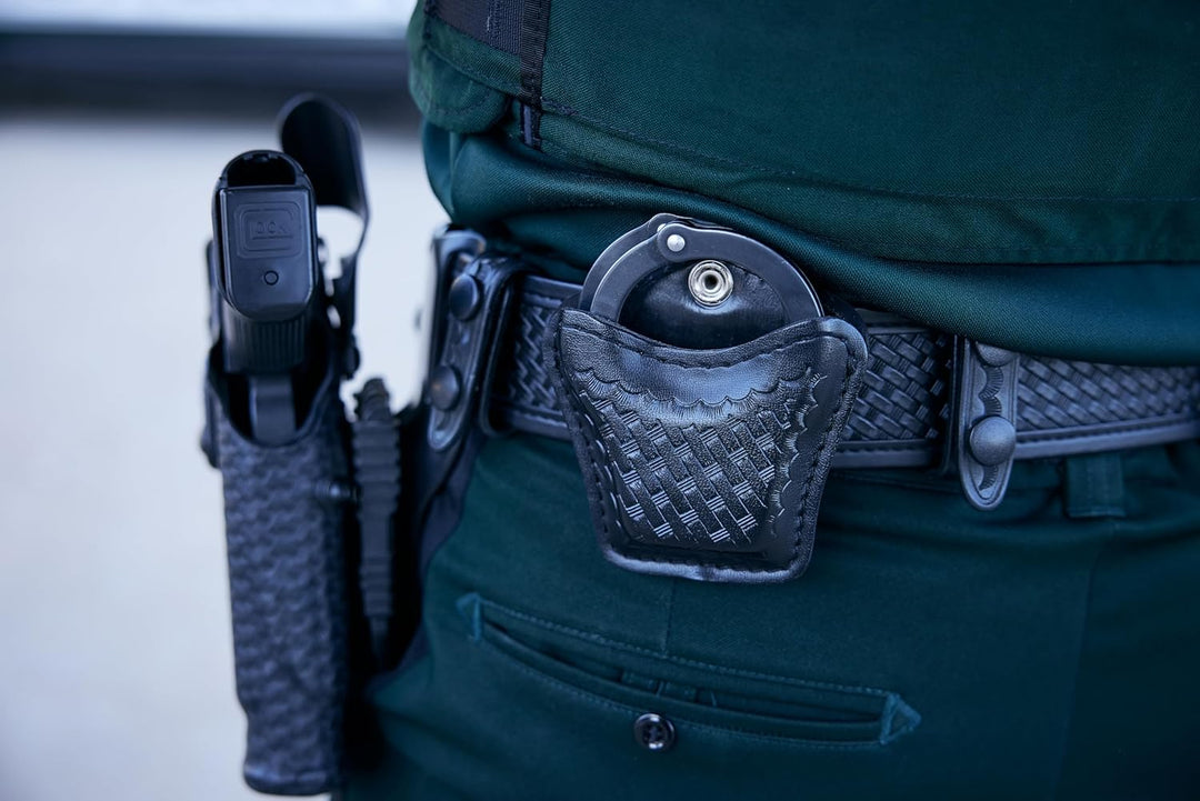 Bianchi AccuMold Elite 7934 Handschellen-Etui mit offener Oberseite für Gürtel Schwarz, Korbgeflecht