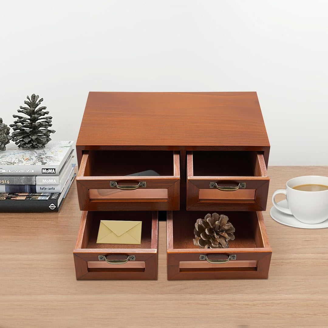 Schreibtisch Organizer Holz Aufbewahrungsschrank Mit 4 Schubladen FüR Zuhause Vintage Holzschubladen