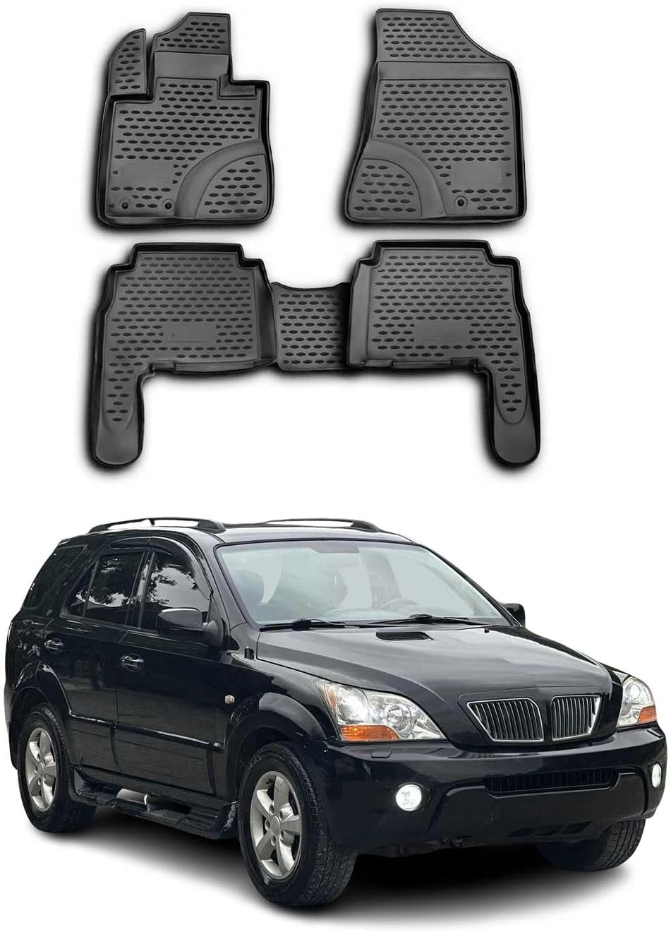 OMAC Gummimatten Fussmatten kompatibel mit Kia Sorento 2009-2012 TPE Automatten Schwarz 4X Fussmatte
