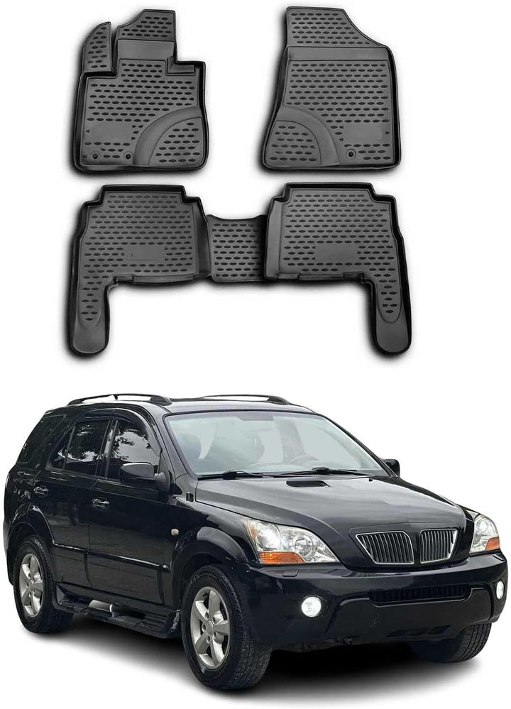 OMAC Gummimatten Fussmatten kompatibel mit Kia Sorento 2009-2012 TPE Automatten Schwarz 4X Fussmatte