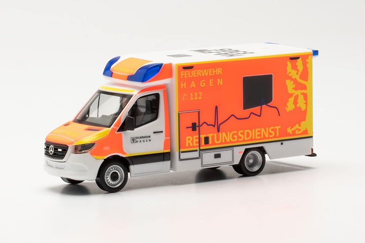 herpa 096713 Mercedes-Benz Sprinter `18 Fahrtec RTW „Feuerwehr Hagen“ Auto Miniaturmodelle Kleinmode
