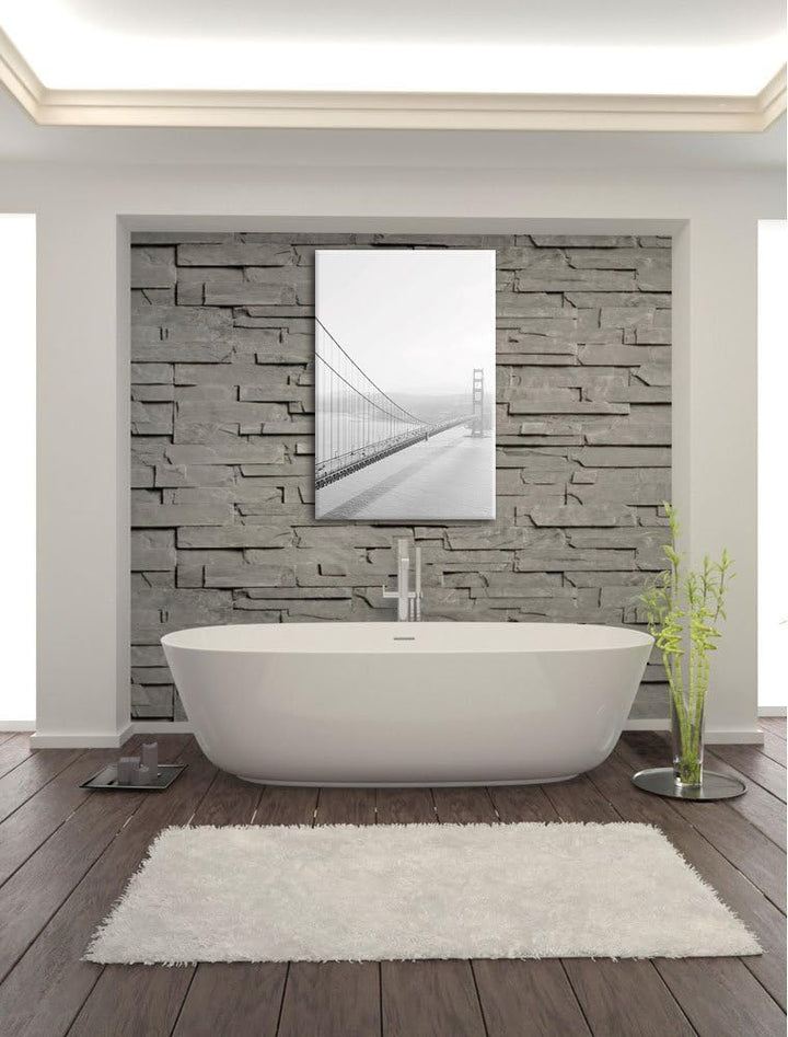 Pixxprint Golden Gate Bridge San Francisco Black and White, Format: 100x70 auf Leinwand, XXL riesige