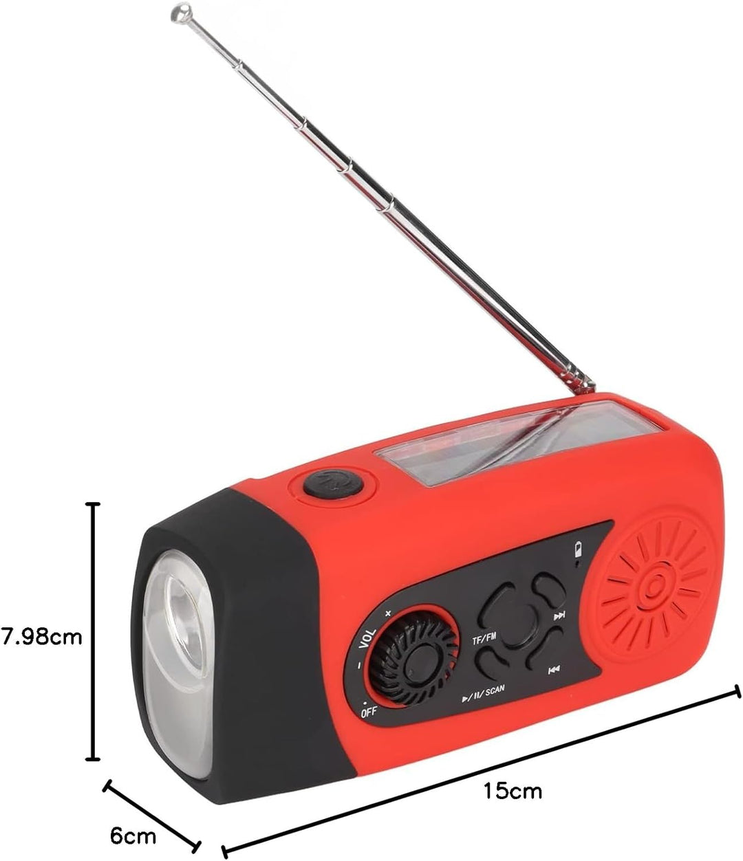 Emergency Handkurbel Radio, Tragbares Solarbetriebenes Wetterradio mit LED Taschenlampe 2000mah Powe