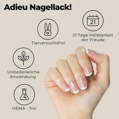 Original Miss Sophie Nagelfolien I 24 ultra-dünne Nagellack-Streifen mit French Tip transparent/weis