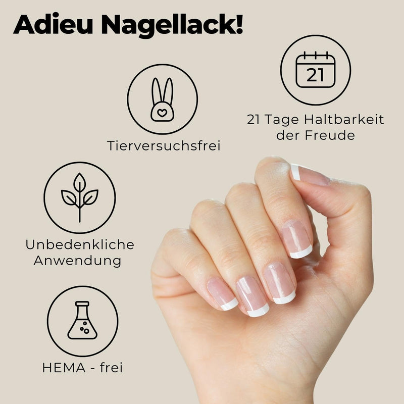 Original Miss Sophie Nagelfolien I 24 ultra-dünne Nagellack-Streifen mit French Tip transparent/weis