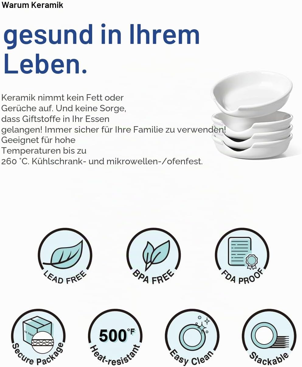 LE TAUCI Löffelablage Keramik für die Küche, 12,2 cm Kochlöffelablage für Teelöffelablage, Herd, Koc