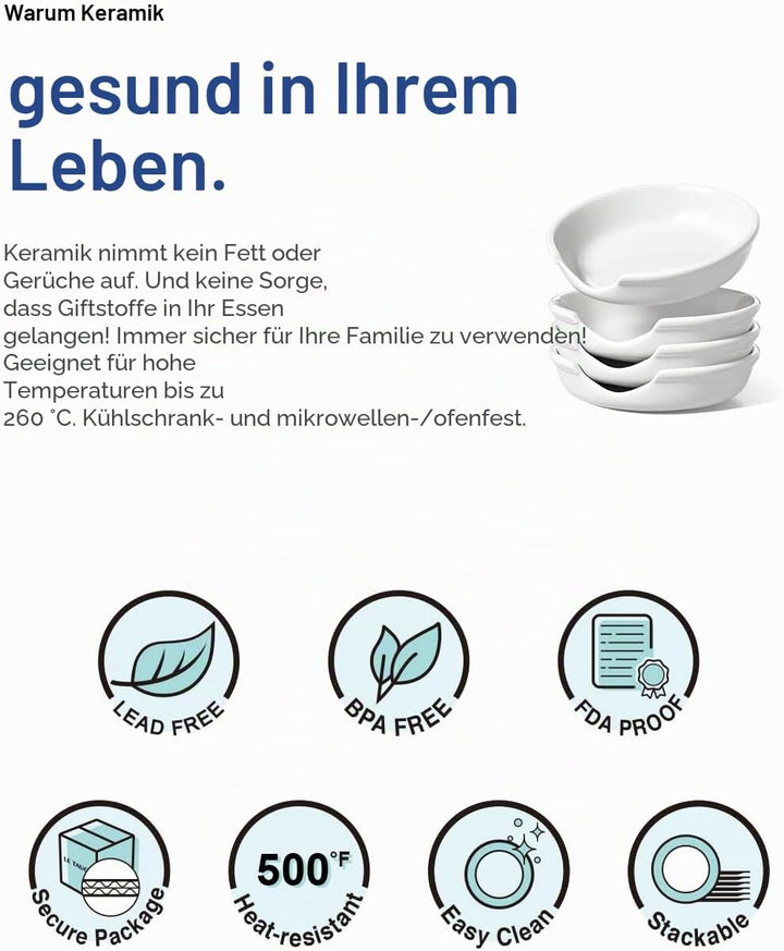 LE TAUCI Löffelablage Keramik für die Küche, 12,2 cm Kochlöffelablage für Teelöffelablage, Herd, Koc