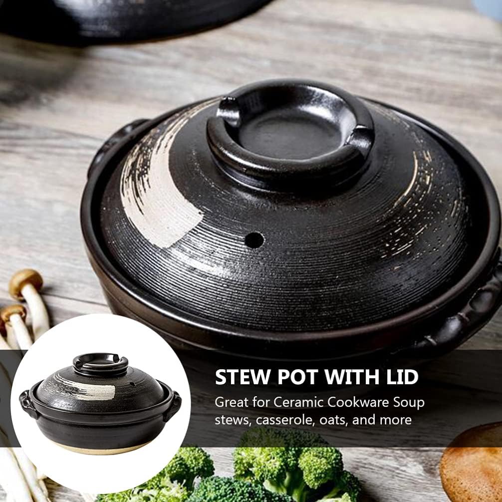 BESTonZON Premium Ceramic Bowl mit Deckel Korean Cooking Korean Stone Bowl (Dolsot) Stockpot Clay Co