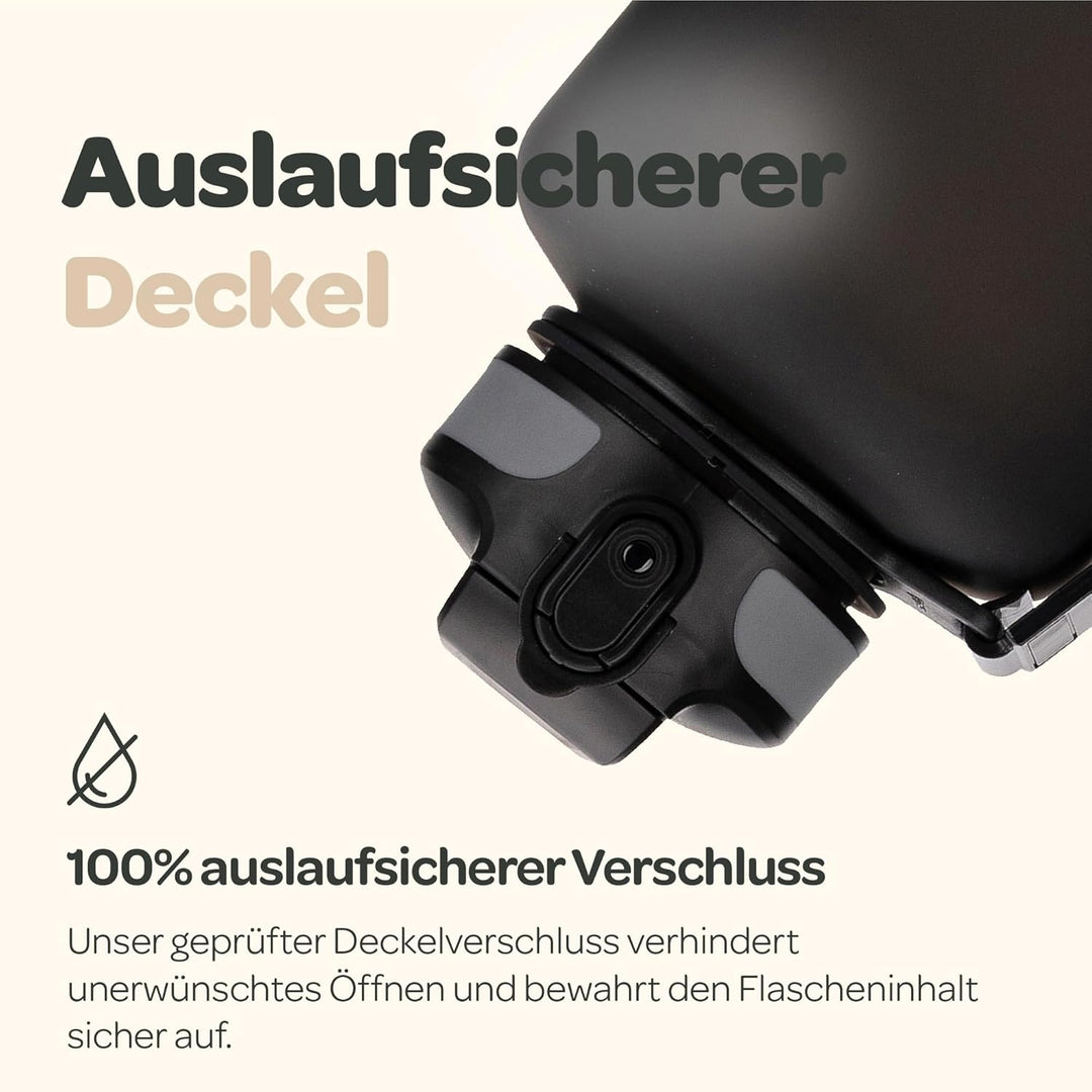 Hydracy Trinkflasche mit Strohhalm und Zeitmarkierung - 2L Wasserflasche - BPA-freie Trinkflasche -