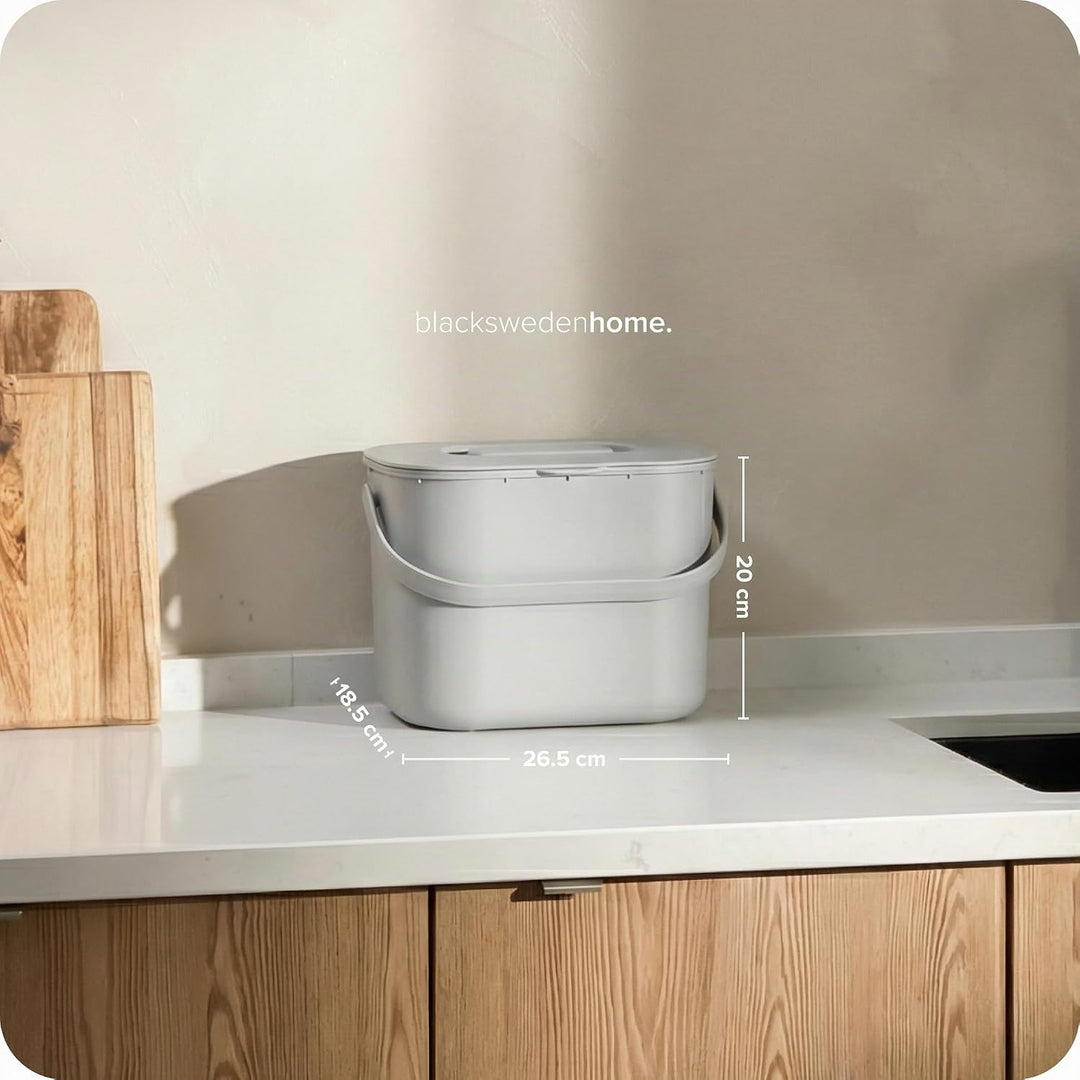 blackswedenhome. Biomülleimer Küche - 7L - Design Komposteimer mit Sieb - Bio-Mülleimer Geruchsdicht