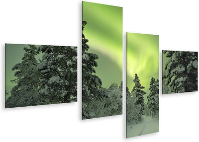 islandburner Bild auf Leinwand Aurora Borealis Pfad Winterlandschaft Finnisch Lappland Bilder Wandbi