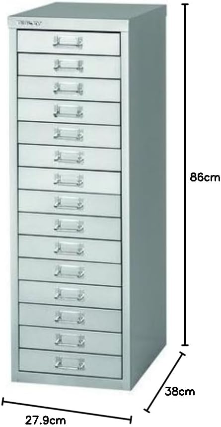 Bisley MultiDrawer, 39er Serie, DIN A4, 15 Schubladen, Metall, 605 Blau, 38 x 27.9 x 86 cm