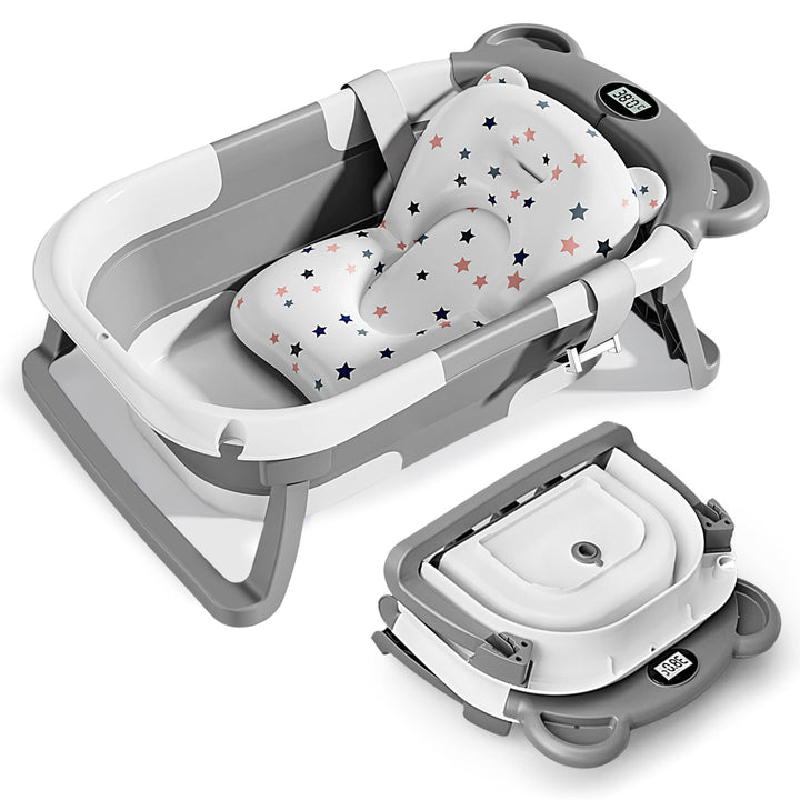 Highbird Baby Badewanne, Faltbare Babywanne mit Stützkissen für Neugeborene &amp; Kleinkinder, Platzspar
