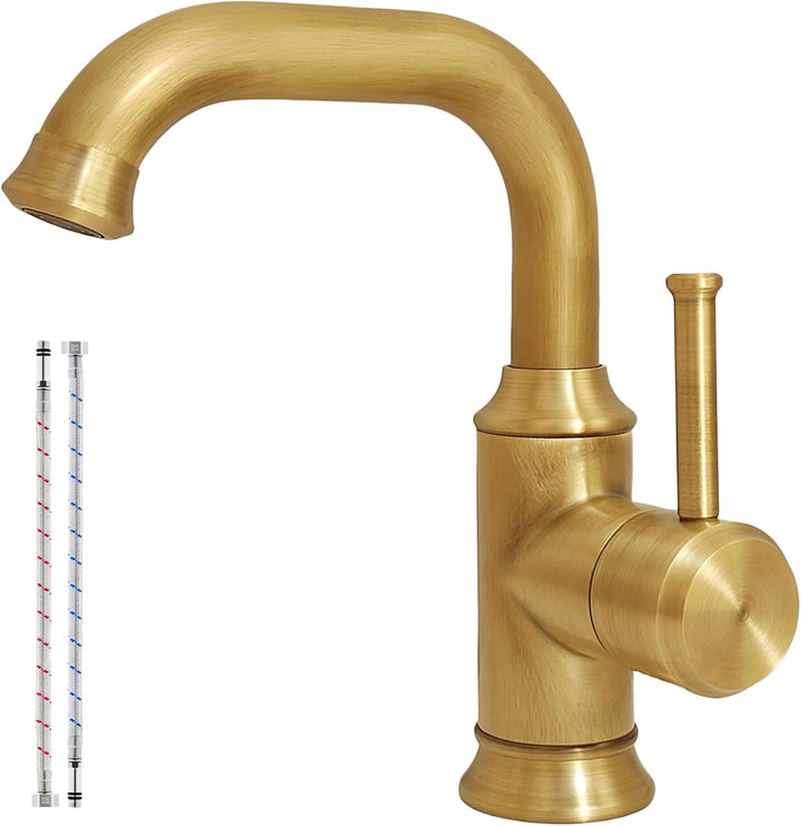 Wasserhahn Bad Antik Messing, Retro 360° Schwenkbar Waschtischarmatur,Einhebel Mischbatterie Waschbe