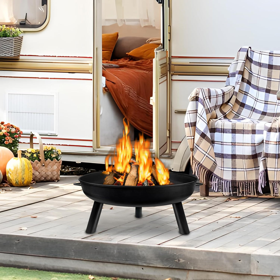 Froadp Feuerschalen für den Garten Rund Ø80cm Feuerstelle aus Metall Multifunktionale Feuerkorb mit