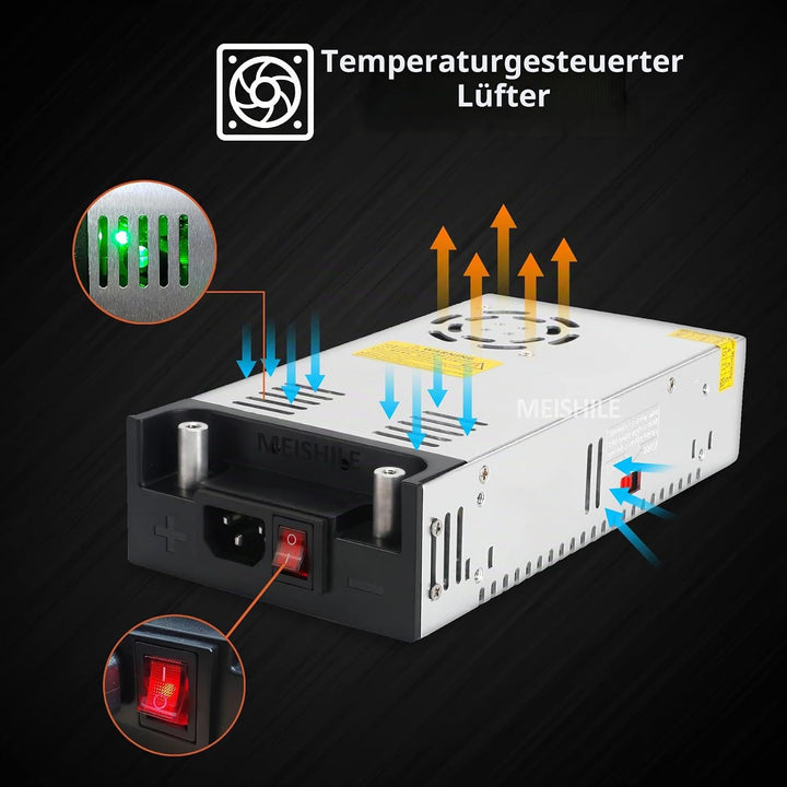 Schalternetzteil DC 12V 50A 600W DIY Clips Taster Trafo 230V AC auf DC Netzteil 12Volt Transformator