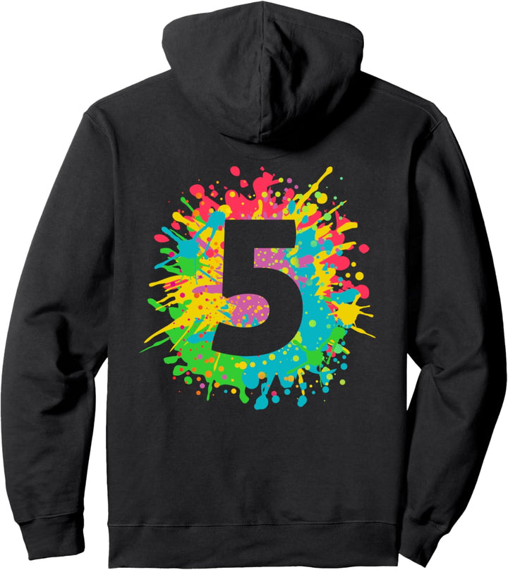 5 Geburtstag für Kinder, Nummer 5 in Farbspritzern Pullover Hoodie