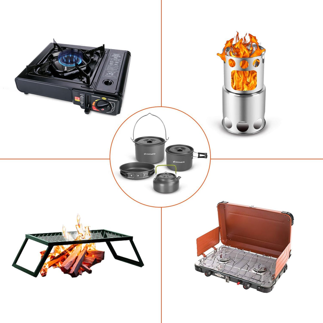 Odoland Camping Geschirr Set, Kochgeschirr für Outdoor Kochen für Camping, Rucksacktourismus, Kochen