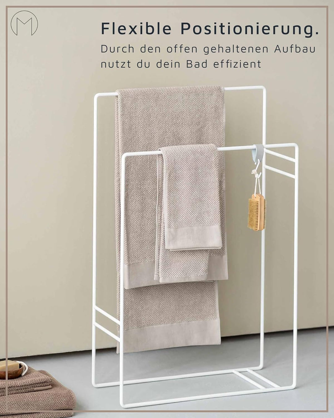 Metallbude Handtuchständer DELAYA Schwarz - Handtuchhalter - Platzsparend - Pulverbeschichtetes Meta