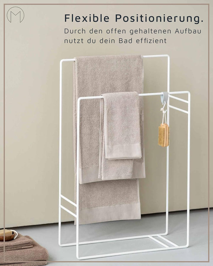 Metallbude Handtuchständer DELAYA Schwarz - Handtuchhalter - Platzsparend - Pulverbeschichtetes Meta