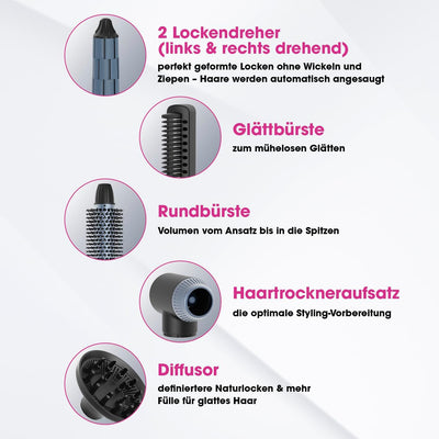 VITALmaxx Air Curler Plus 6-in-1 | Innovative Luftstrom-Technik | Multi-Styler mit Lockendreher, Haa