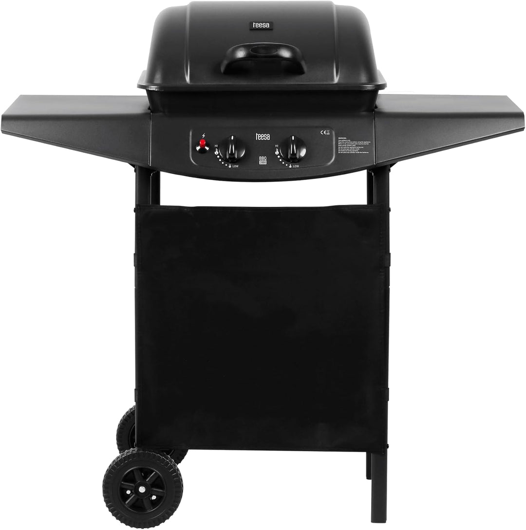 TEESA TSA0080 Gas-Grill, 2 Brenner, schwarz