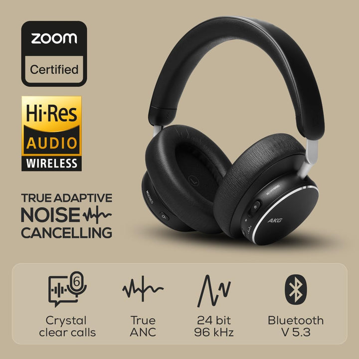 AKG N9 Hybrid Over-Ear Kopfhörer – Kabeloser kristallklarer Sound, True Adaptive Noise Cancelling, Z