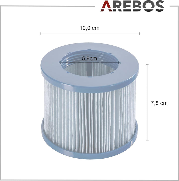 Arebos Poolfilter | 6X Filterkartuschen Spa Whirlpools | Antimikrobieller Filter | Blau